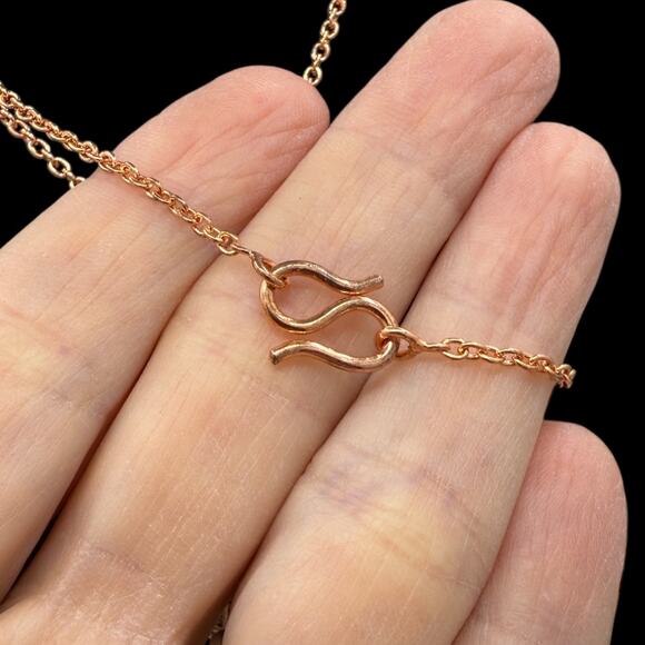 22 inch Copper Chain with Double Hook Clasp Handmade Artisan - Picture 3 of 4